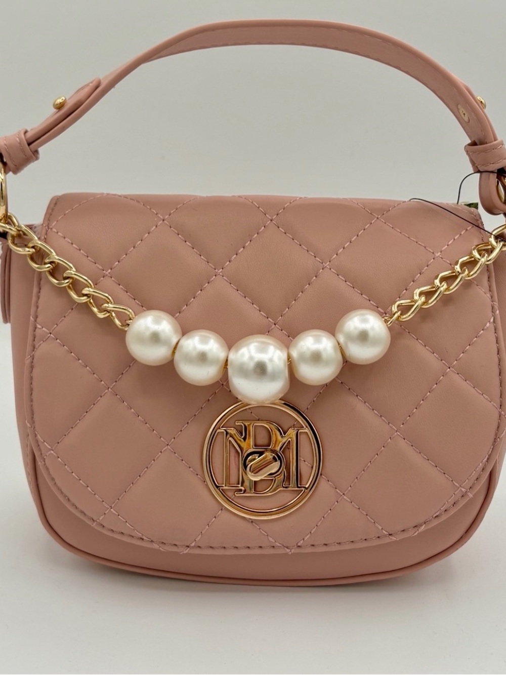 Badgley Mischka Quilted Blush Pink Mini Top-Handle Bag with Detachable Strap NWT